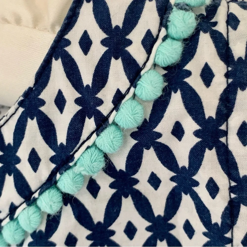 Carter's Toddler Girls Cotton Dress Pom Pom Boho Colorful Print Blue White Sz 4T